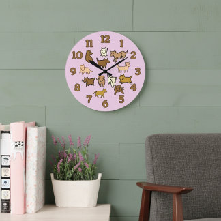 Cheerful Cartoon Dogs Wall Clock Große Wanduhr