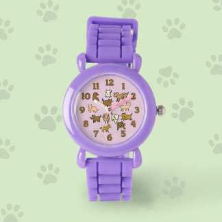 Cheerful Cartoon Dogs Watch for Kids Armbanduhr