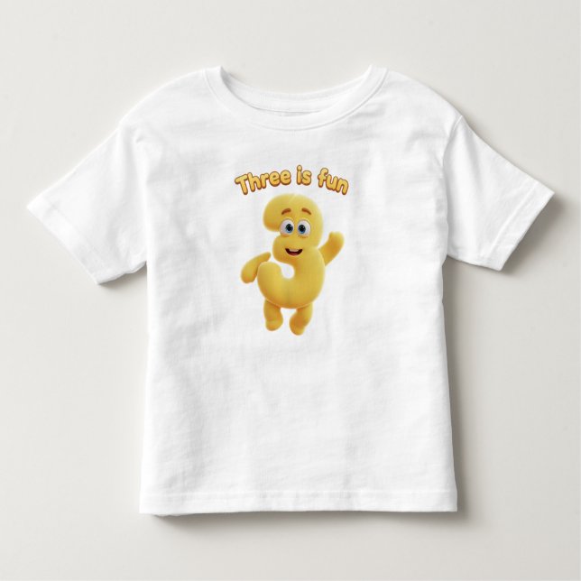 Cheerful Cartoon Number 3 | "Three is Fun" Kleinkind T-shirt (Vorderseite)