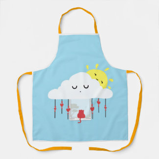 Cheerful Cat & Sunny Cloud Apron Schürze