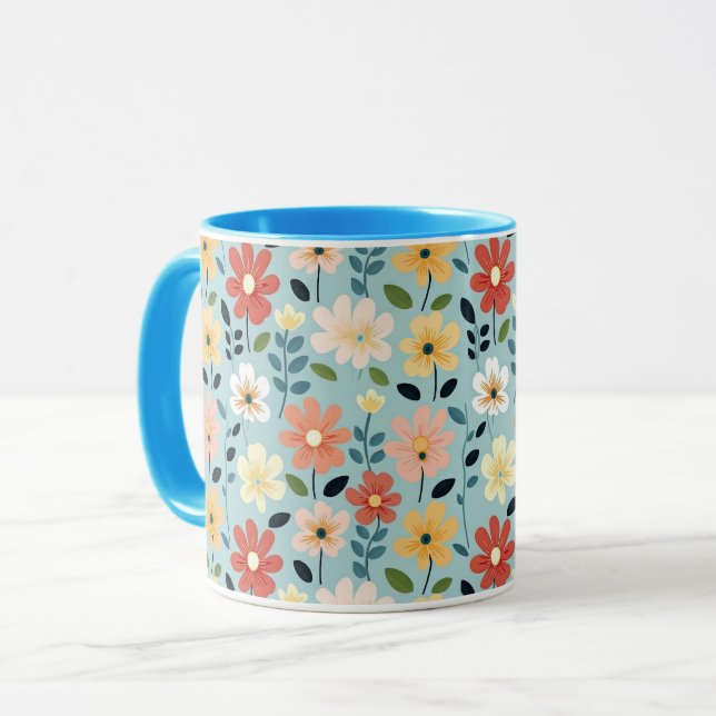 Cheerful Colorful Ditsy Floral Tasse (Vorderseite Links)