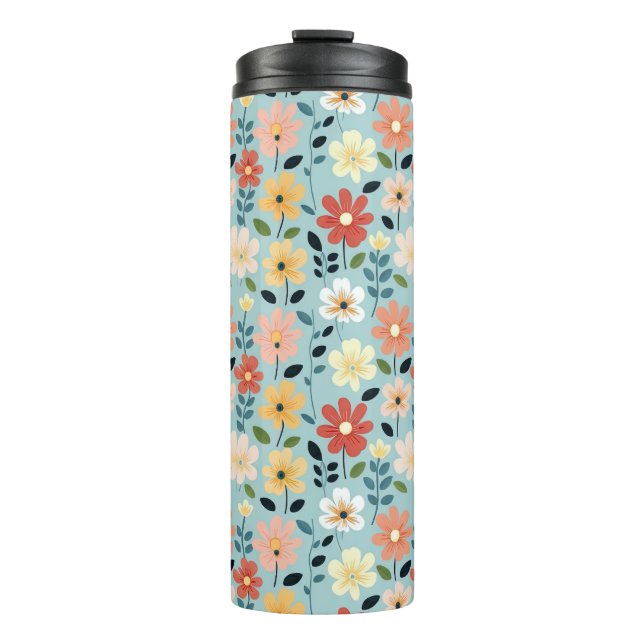 Cheerful Colorful Ditsy Floral Thermosbecher (Vorderseite)