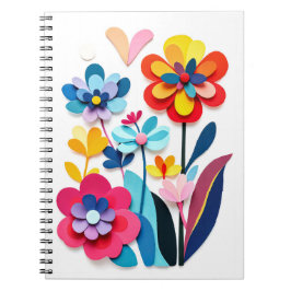 Cheerful Colorful Paper Cut Floral Abstract Notizblock
