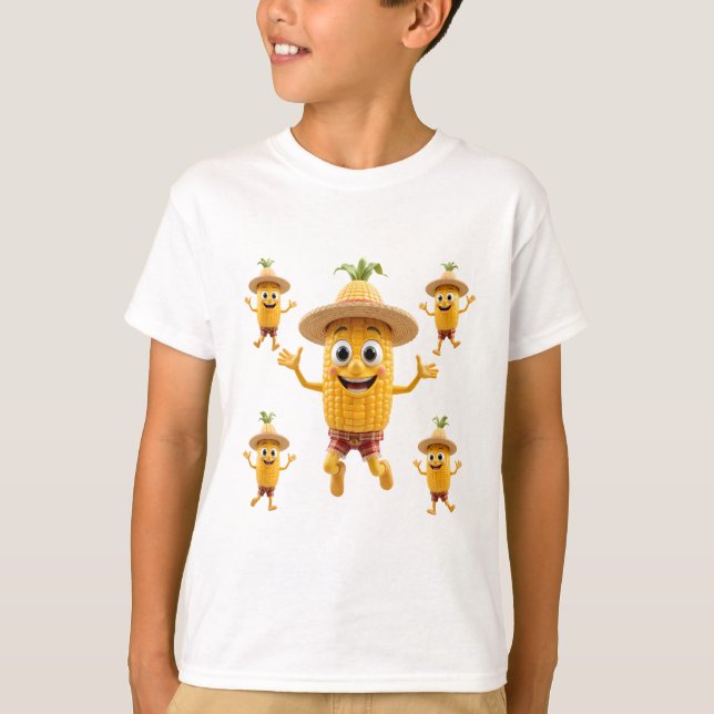  Cheerful Corn Characters Celebrating Life T-Shirt (Vorderseite)