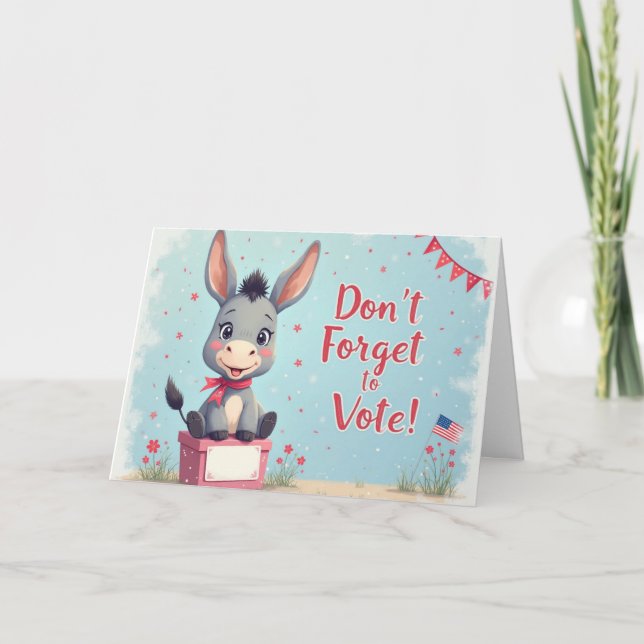  Cheerful Donkey Vote Reminder Karte (Vorderseite)