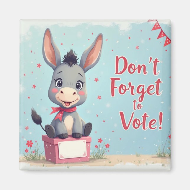 Cheerful Donkey Vote Reminder Magnet (Vorne)
