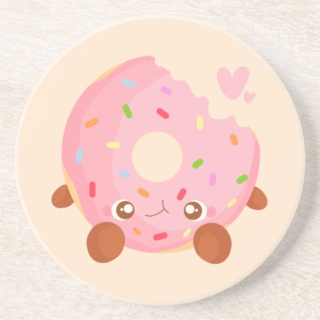 Cheerful Donut With Sprinkles Getränkeuntersetzer (Vorne)