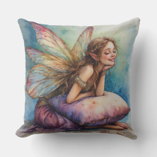 Cheerful Fairy Holding Pillow Kissen