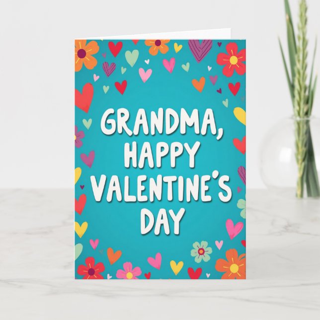 Cheerful Grandma Valentine Card Karte (Vorderseite)