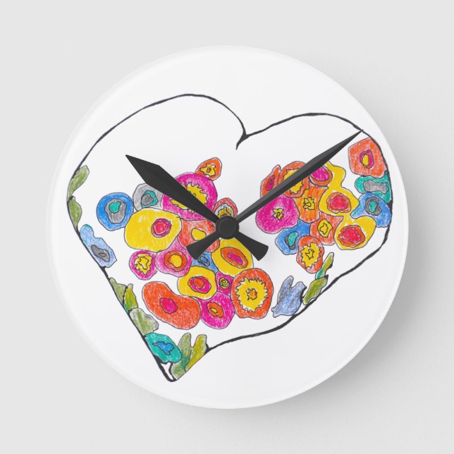 Cheerful Heart by Lydia's Art Sangria Runde Wanduhr (Vorderseite)