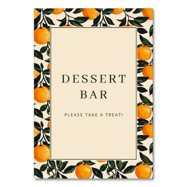 Cheerful Orange Citrus Border Tischnummer (Vorderseite)