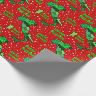 Cheerful Pastel Snowflakes and Map of Italy Geschenkpapier
