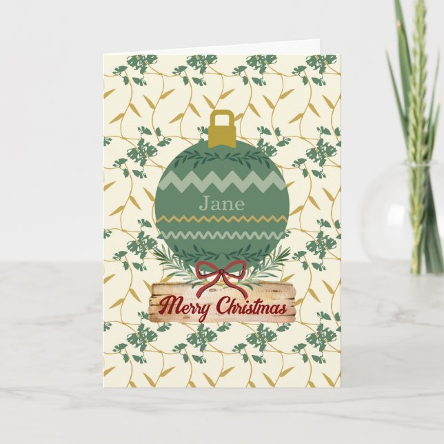 Cheerful Regal Floral Ivory Holiday Card Dankeskarte (Vorderseite)