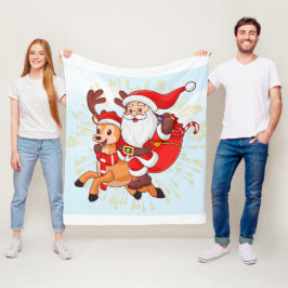 Cheerful Santa Claus– Perfect Christmas  Fleecedecke