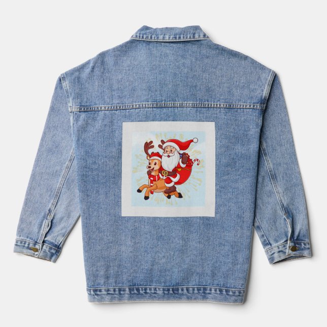 Cheerful Santa Claus Perfect Christmas G Jeansjacke (Rückseite)