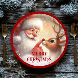 Cheerful Santa Claus Rudolph Christmas Plates Pappteller