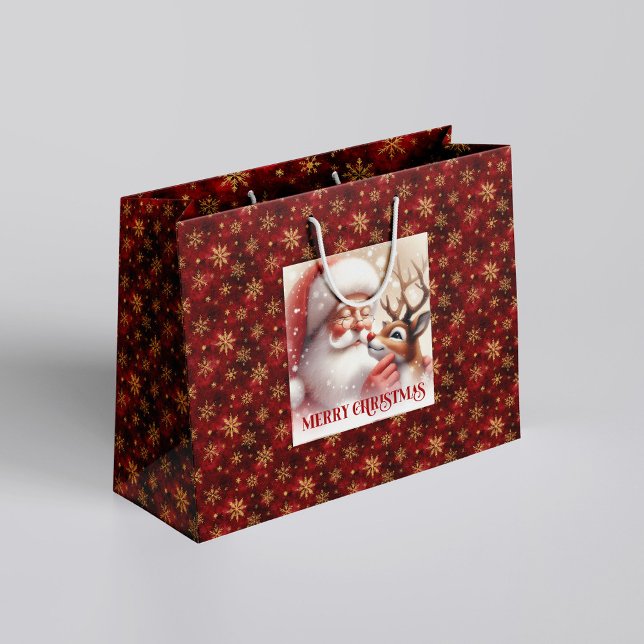 Cheerful Santa Claus Rudolph Holiday Gift Bag Große Geschenktüte (Cheerful Santa Claus Rudolph Holiday Gift Bag)
