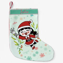 Cheerful Santa Girl Kleiner Weihnachtsstrumpf