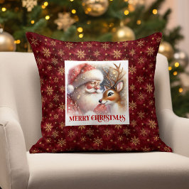 Cheerful Santa Rudolph Xmas Pillow Holiday Smiles Kissen
