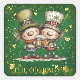 Cheerful St. Patrick’s Day Party Illustration Quadratischer Aufkleber