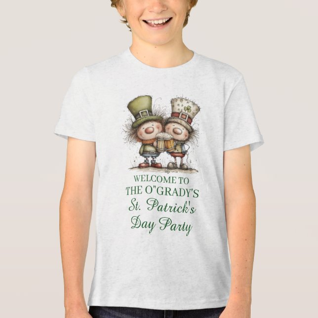 Cheerful St. Patrick’s Day Party Illustration Tri-Blend Shirt (Vorderseite)