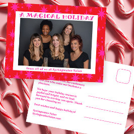 Cheerful Stars Pink Christmas Custom Business Feiertagspostkarte