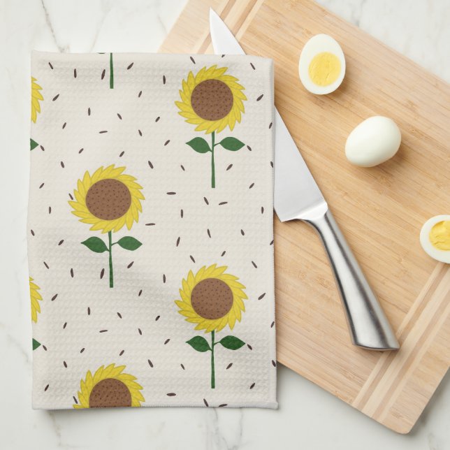 Cheerful Sunflower Pattern Dishtowel Geschirrtuch (Viertel Falte)