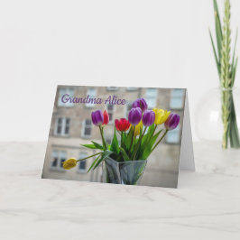 Cheerful Tulips im Window Wird Personalized Karte