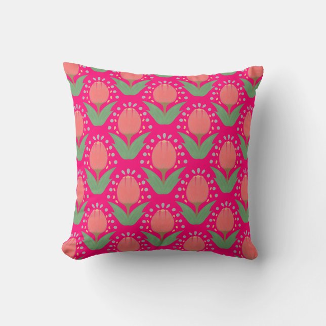 Cheerful Tulips Throw Pillow Kissen (Vorderseite)