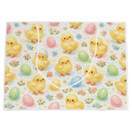 Cheerful Watercolor Chick & Egg Easter Gift Bag Große Geschenktüte