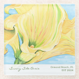 Cheerful Yellow Calla Lily Vacation Home Glasuntersetzer