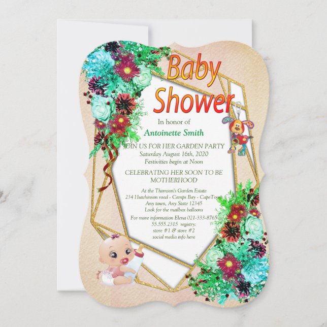 Cheerfull Baby Boy Dusche Einladung (Vorderseite)