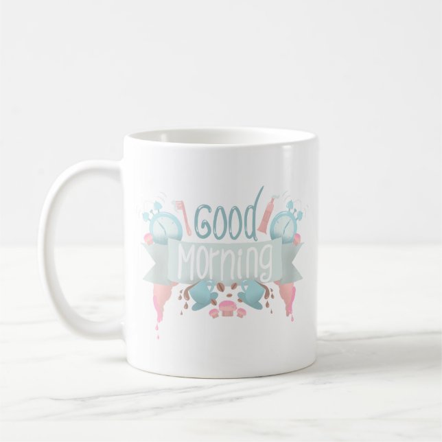 Cheerfull Greet Morning Charming Pastell Custom Kaffeetasse (Links)