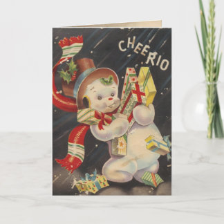"Cheerio" Vintage Schneemenschen Feiertagskarte
