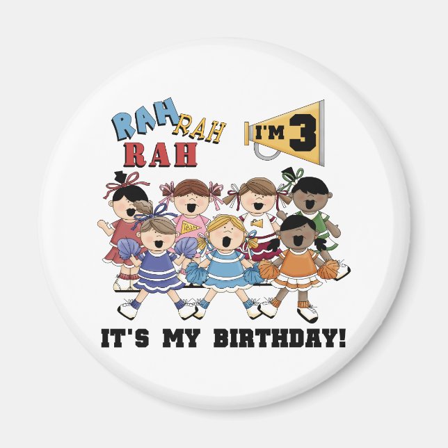 Cheerleader 3. Geburtstag T - Shirt und Geschenke Magnet (Vorne)