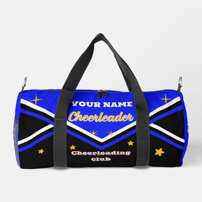 cheerleader bag, personalize blue, white & black  duffle bag (Rückseite)