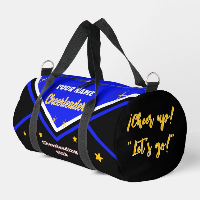 cheerleader bag, personalize blue, white & black  duffle bag (Linke Seite)