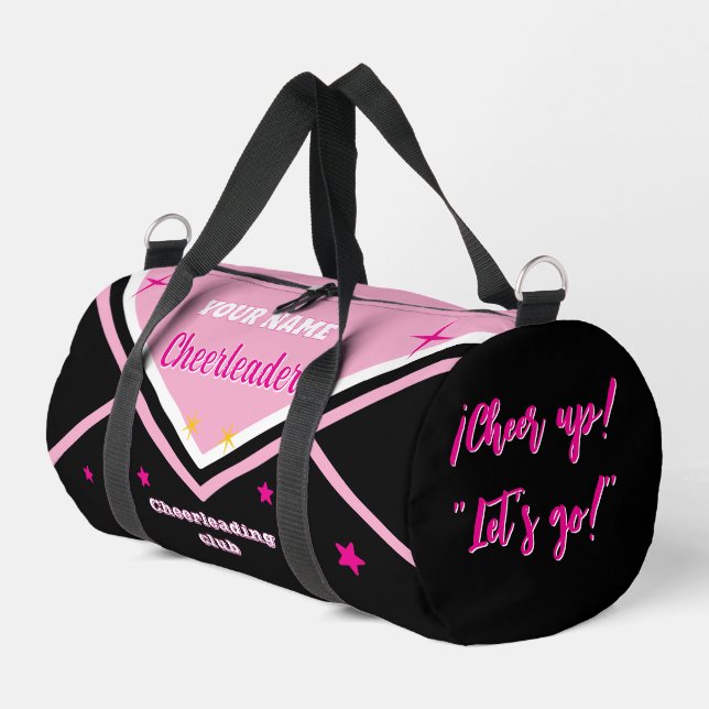 cheerleader bag, personalize pink, white & black  duffle bag (Linke Seite)