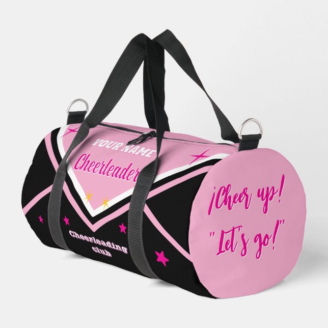 cheerleader bag, personalize pink, white & black  duffle bag (Linke Seite)