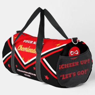 cheerleader bag, personalize red, white & black  duffle bag
