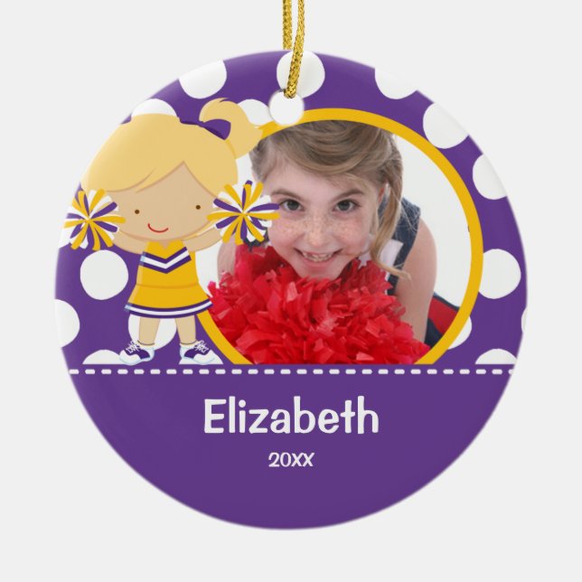 Cheerleader-Beifall-Foto-Weihnachtsverzierung Keramik Ornament (Vorne)