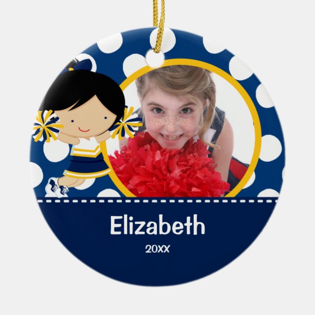 Cheerleader-Beifall-Foto-Weihnachtsverzierung Keramikornament (Vorne)