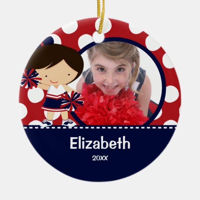 Cheerleader-Beifall-Foto-Weihnachtsverzierung Keramikornament (Vorne)