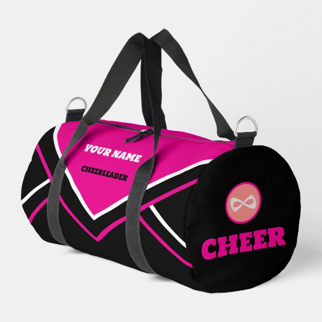 Cheerleader-Beutel, Rose pink weiß & schwarz Duffle Bag (Linke Seite)