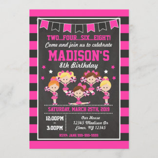 Cheerleader Birthday Einladung / Rosa & Schwarz