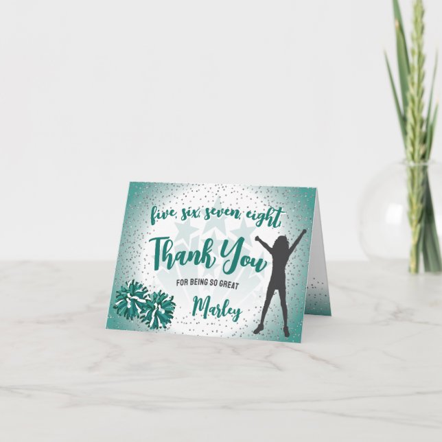 Cheerleader Birthday Green Vielen Dank Karte (Vorderseite)