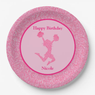 Cheerleader Birthday Party Pink Sparkle Pappteller