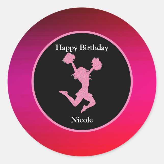 Cheerleader Birthday Stickers (Vorderseite)