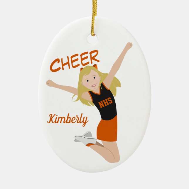 Cheerleader Blonde Keramik Ornament (Vorne)