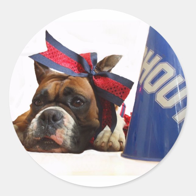 Cheerleader Boxer-Aufkleber Runder Aufkleber (Vorderseite)